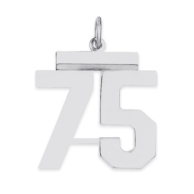 Pendant Number 75 Polished Sterling Silver Medium QMS75, MPN: QMS75, 191101278471