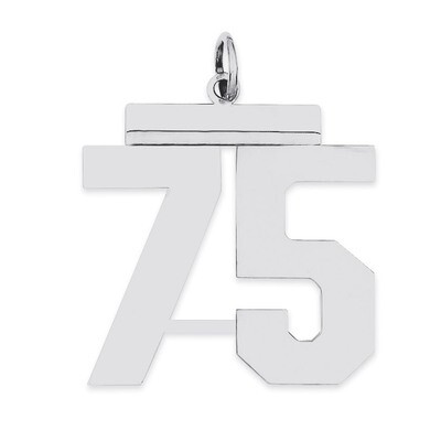 Charm Number 75 Polished Sterling Silver Large QPL75, MPN: QPL75, 191101281259