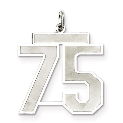 Pendant Number 75 Satin Sterling Silver Large QPP75, MPN: QPP75, 191101282140