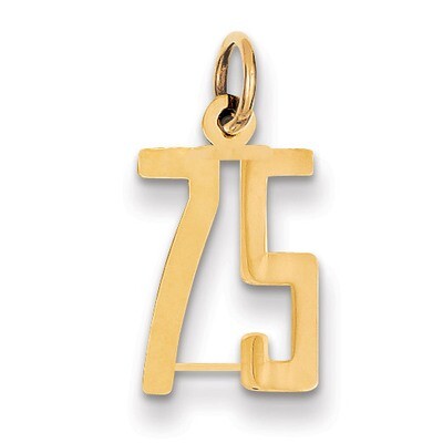 Number 75 Charm 14k Gold Small Polished Elongated LES75, MPN: LES75, 883957219134