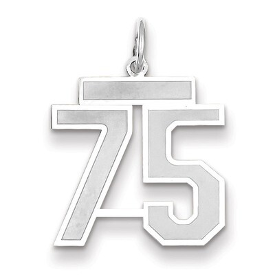 Number 75 Charm Medium Satin 14k white Gold WSM75, MPN: WSM75, 883957079370