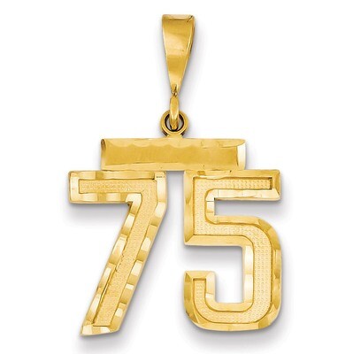 Number 75 Charm 14k Gold Medium Diamond-cut  MN75, MPN: MN75, 883957139876