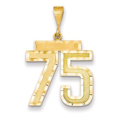 Number 75 Charm 14k Gold Large Diamond-cut LN75, MPN: LN75, 883957122663