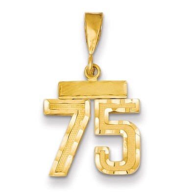 Number 75 Charm 14k Gold Small Diamond-cut SN75, MPN: SN75, 883957104720