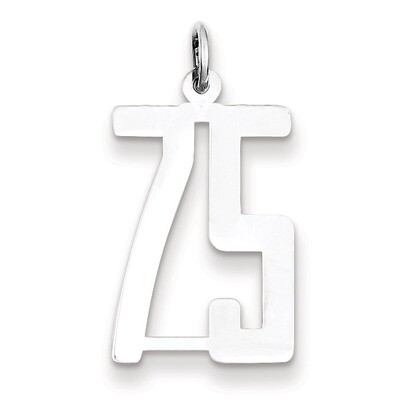 Charm Number 75 Elongated Pol Sterling Silver Small QES75, MPN: QES75, 191101190575