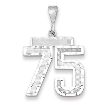 Number 75 Charm 14k white Gold Large Diamond -cut WLN75, MPN: WLN75, 883957124513