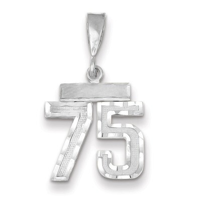 Number 75 Charm Small Diamond -cut 14k white Gold WSN75, MPN: WSN75, 883957114606