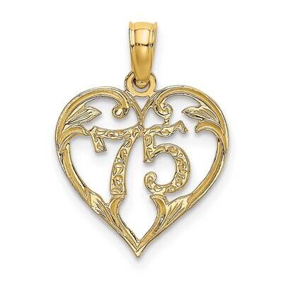 75 Inside Heart Charm 14k Gold K8295, MPN: K8295, 637218045594
