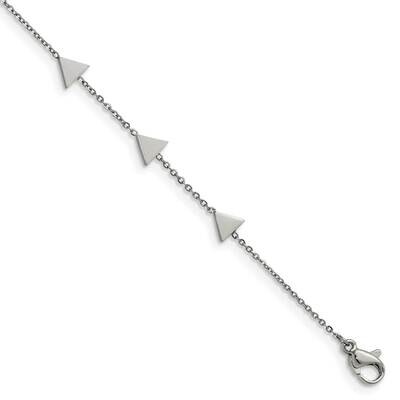 Triangles with .75 Inch Extender 6.75 Inch Bracelet Stainless Steel Polished SRB2881-6.75, MPN: SRB…