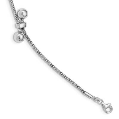 Diamond-Cut with .75 Inch Extender 2-Bead Bracelet Sterling Silver Rhodium-plated QG4939-7, MPN: QG…