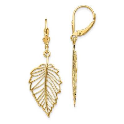 Leaf Leverback Earrings 14k Gold Polished  TF1554, MPN: TF1554, 883957156880