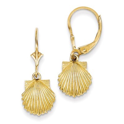 Scallop Shell Leverback Earrings 14k Gold K4459, MPN: K4459, 637218143481