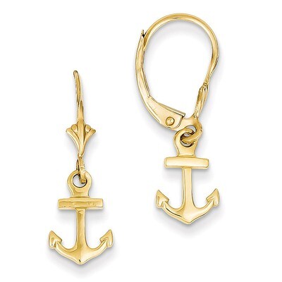 Mini Anchor Leverback Earrings 14k Gold K4503, MPN: K4503, 637218143344