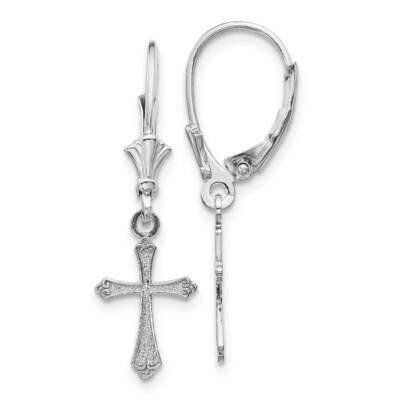 Cross Leverback Earrings 10k White Gold 10TF1775W, MPN: 10TF1775W, 191101565496