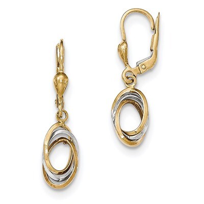 Polished Dangle Leverback Earrings 14k Tri-Color Gold TH860, MPN: TH860, 868044143479