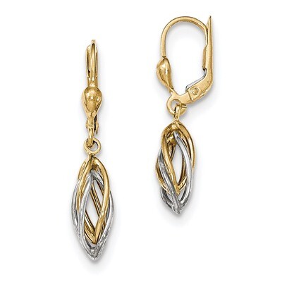 Polished Dangle Leverback Earrings 14k Two-Tone Gold TH857, MPN: TH857, 869944895963