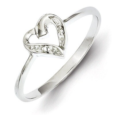 Polished Diamond Accent Heart Ring Sterling Silver Rhodium QR2767, MPN: QR2767, 886774373041