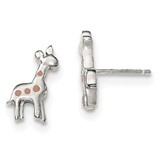 Enamel Giraffe Childs Post Earrings Sterling Silver Polished QE11838, MPN: QE11838, 191101229725