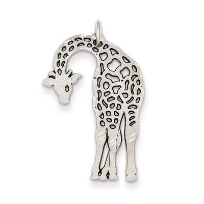 Diamond-cut Flat-Backed Giraffe Charm 14k White Gold Solid Satin C2374, MPN: C2374, 883957857381