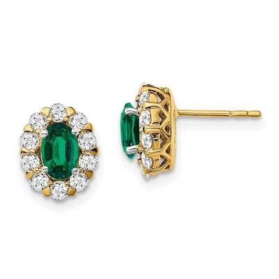 Created Oval Emerald &amp; Lab Grown Fashion Earrings 14k Gold EM6990-CE-070-YALG, MPN: EM6990-CE-070-Y…