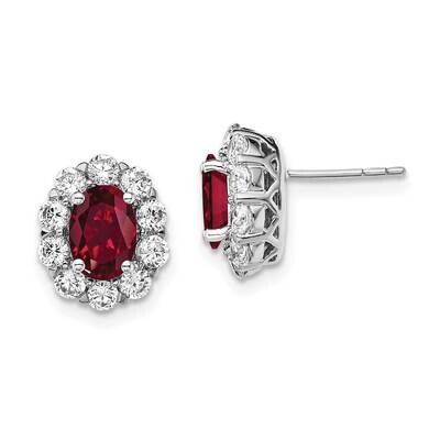 Created Oval Ruby &amp; Lab Grown Fashion Earrings 14k White Gold EM6990-CR-104-WALG, MPN: EM6990-CR-10…