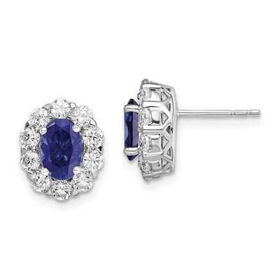 Created Oval Blue Sapphire &amp; Lab Grown Fashion Earrings 14k White Gold EM6990-CS-104-WALG, MPN: EM6…