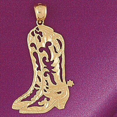 Dazzlers Jewelry Cowboy Boots Pendant Necklace Charm Bracelet in Yellow, White or Rose Gold 5197, M…