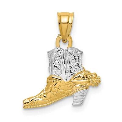 Cowboy Boot Charm 14k Gold Rhodium K8971, MPN: K8971, 637218021284