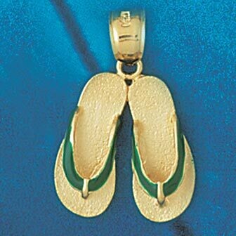 Dazzlers Jewelry Sandal Flip Flop Green Enamel Pendant Necklace Charm Bracelet in Yellow, White or …