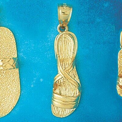 Dazzlers Jewelry Sandal Flip Flop Pendant Necklace Charm Bracelet in Yellow, White or Rose Gold 148…