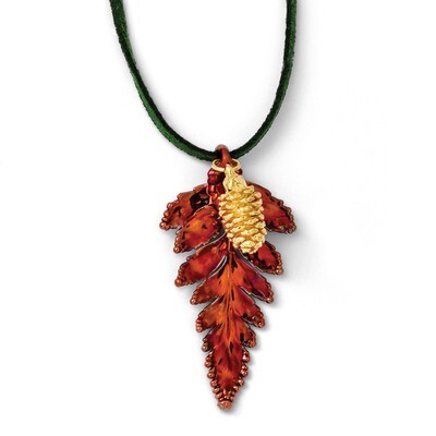 Fern Leaf 24k Gold Dipped Pine Cone Necklace Iridescent Copper BF1952-20, MPN: BF1952-20, 810391017…