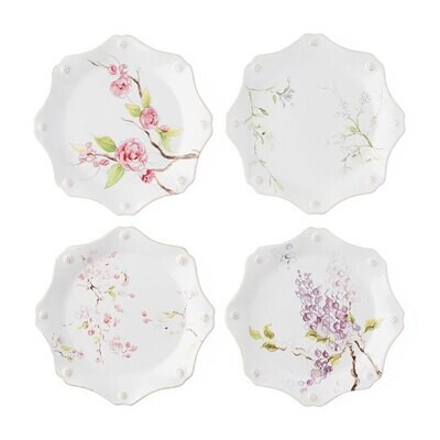 Juliska Berry &amp; Thread Floral Sketch Assorted Set of 4 Dessert Salad Plates FB63SET/88, MPN: FB63SE…
