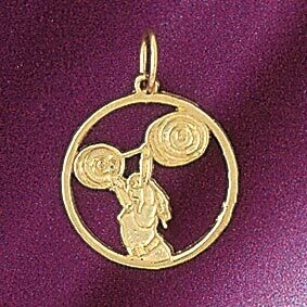 Dazzlers Jewelry Weight Lifting Pendant Necklace Charm Bracelet in Yellow, White or Rose Gold 6315,…