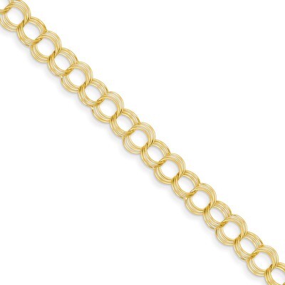 Triple Link Charm Bracelet 8 Inch 14k Gold Solid DO531-8, MPN: DO531-8, 883957495156