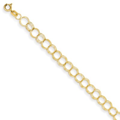 Triple Link Charm Bracelet 8 Inch 14k Gold Solid DO530-8, MPN: DO530-8, 883957532110