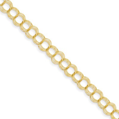 Triple Link Charm Bracelet 7 Inch 14k Gold Solid DO531-7, MPN: DO531-7, 883957500584