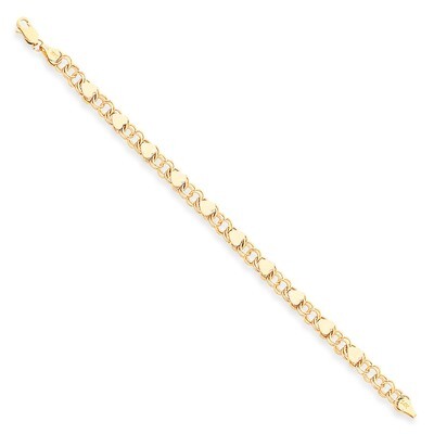 Double Link with Hearts Charm Bracelet 8 Inch 14k Gold DO500-8, MPN: DO500-8, 883957430782