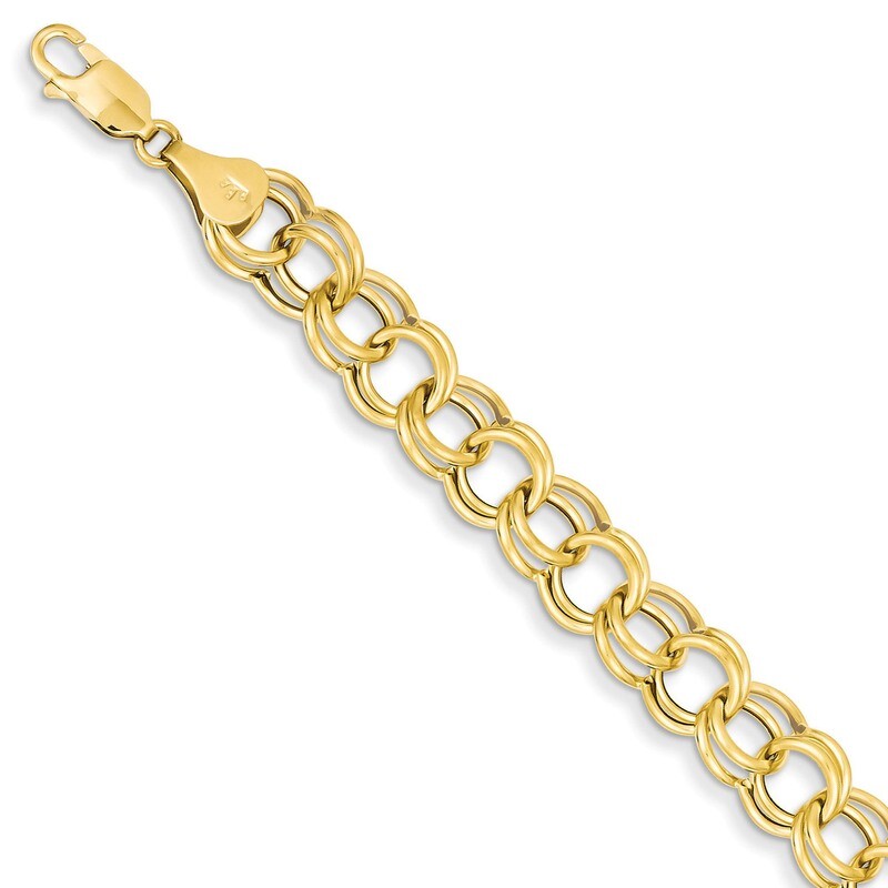 Hollow Double Link Charm Bracelet 7 Inch 14k Gold DO520-7, MPN: DO520-7, 883957539362