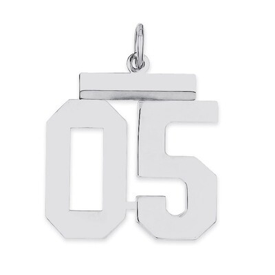 Medium Polished Number 5 with Top Sterling Silver QMS05T