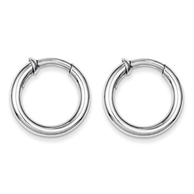 Polished Hoop Earrings Sterling Silver Rhodium QE8561, MPN: QE8561, 886774367651