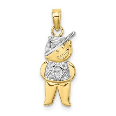 Textured with Rhodium Boy Charm 10k Gold 10K9245, MPN: 10K9245,