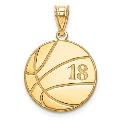 Laser Basketball Number And Name Pendant Gold-plated Silver XNA695GP, MPN: XNA695GP,