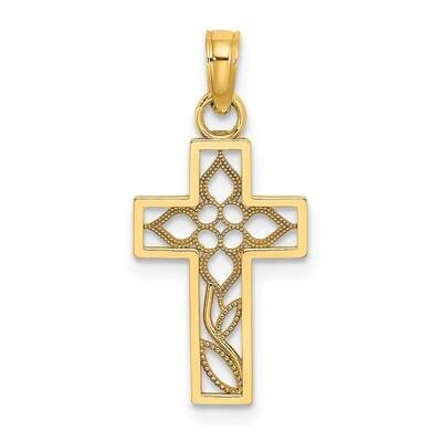 Flower In Cross Charm 14k Gold K8599, MPN: K8599, 637218095452
