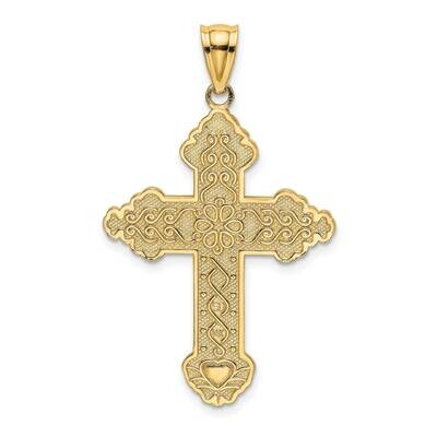 Flower Centered Scroll Cross Charm 14k Gold K8392, MPN: K8392, 637218016846