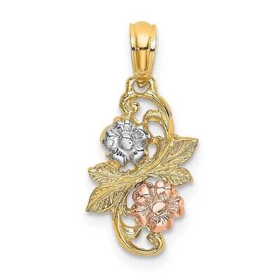 Flowers Charm 14k Tri-Color Gold K9008, MPN: K9008, 637218021949