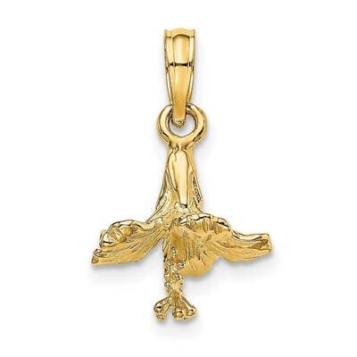 Hibiscus Flower Charm 14k Gold 3-D K7252, MPN: K7252, 637218069682