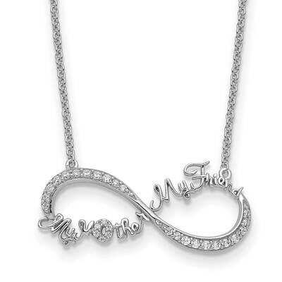 CZ Diamond My Mother My Friend 18 Inch Necklace Sterling Silver QSX718, MPN: QSX718, 883957958972