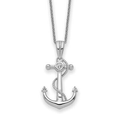 CZ Diamond My Mother My Anchor 18 Inch Necklace Sterling Silver QSX715, MPN: QSX715, 883957959825