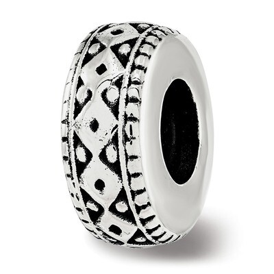 Antiqued Bali Gripper Bead Sterling Silver QRS3781, MPN: QRS3781,