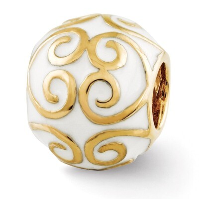 Gold-plated &amp; Enameled Bali Bead - Sterling Silver QRS2733, MPN: QRS2733, 883957680811